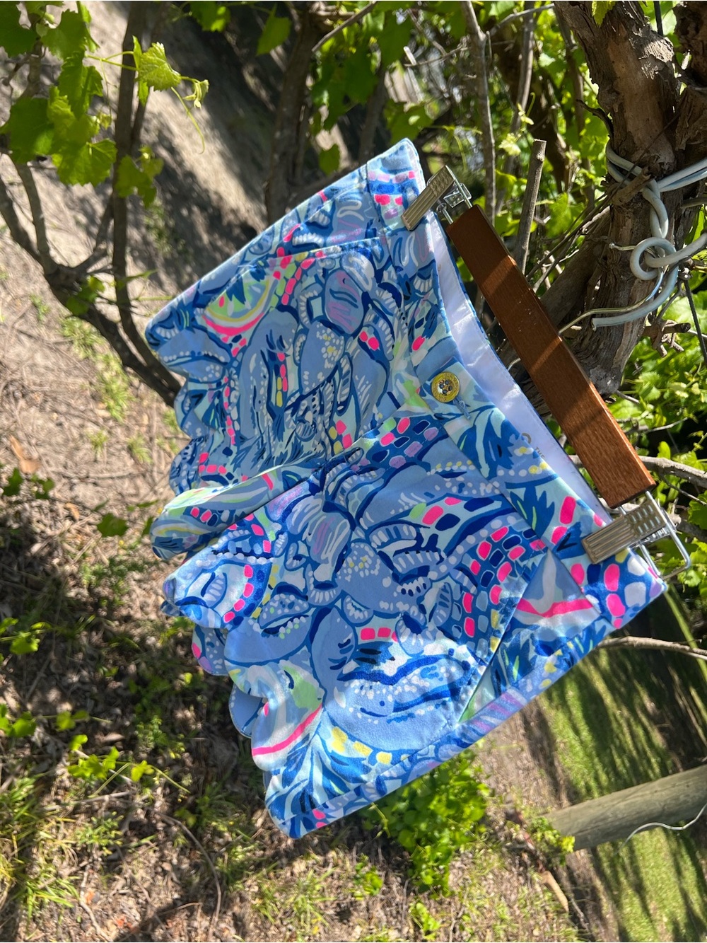 Lilly Pulitzer Blue Floral Scalloped Hem Shorts
